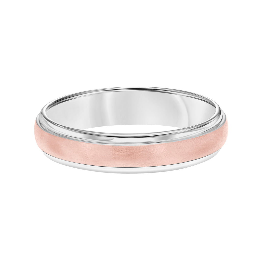 Low Dome Round Edge Carved Wedding Band