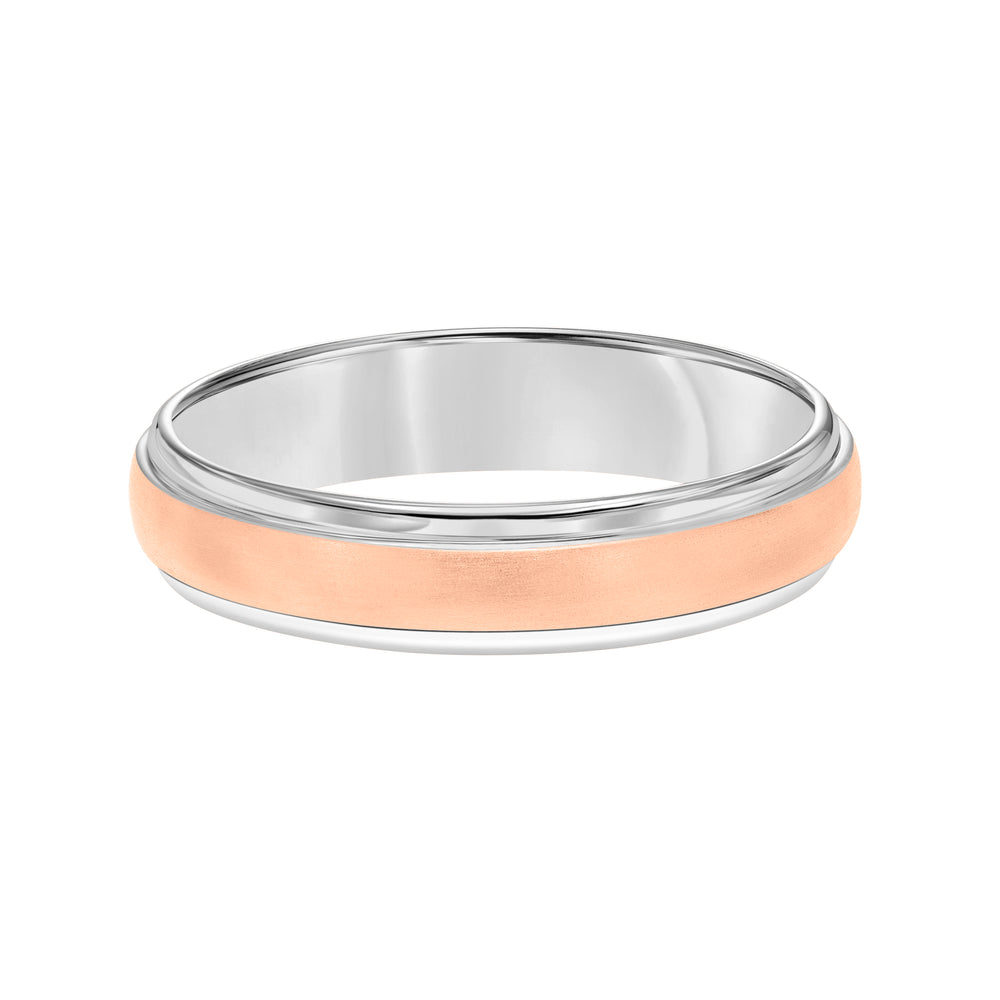 Low Dome Round Edge Carved Wedding Band