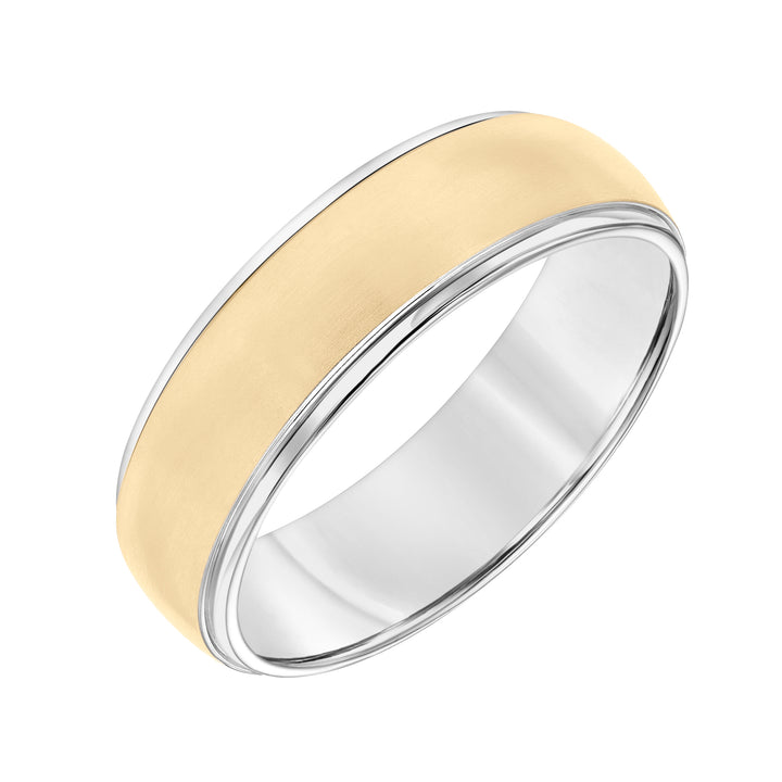 Low Dome Round Edge Carved Wedding Band