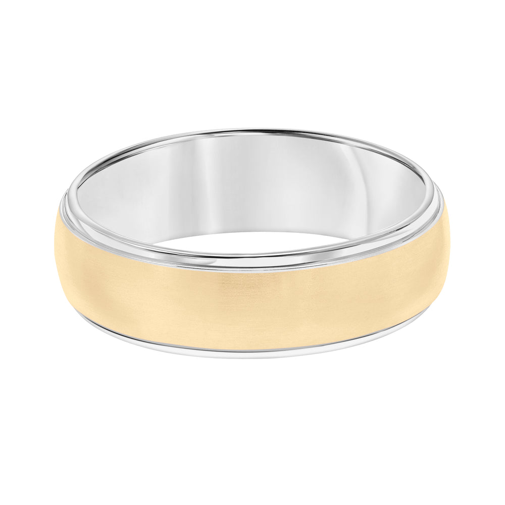 Low Dome Round Edge Carved Wedding Band