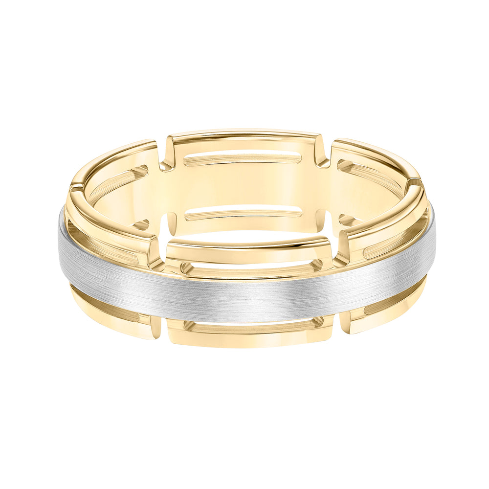 Low Dome Round Edge Carved Wedding Band