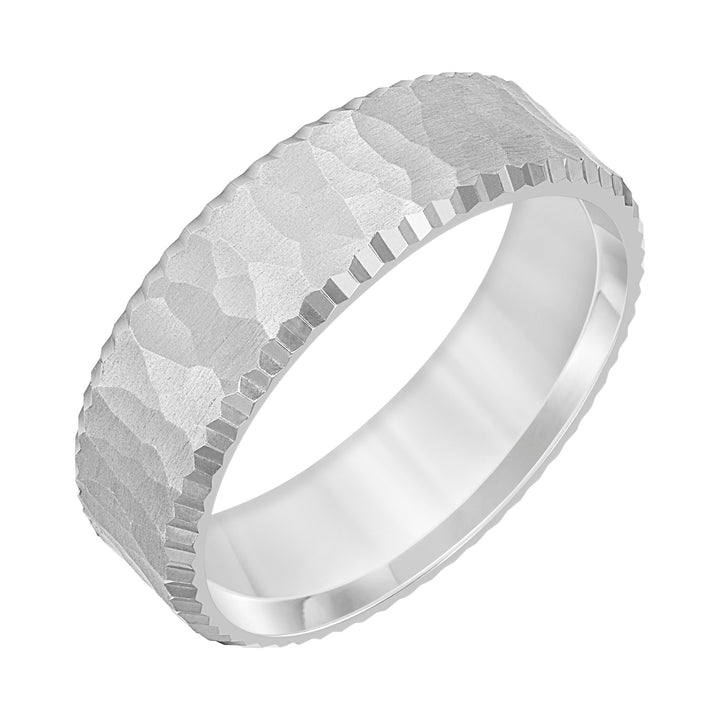 7MM Band with Hammered Finish and Serrated Edge