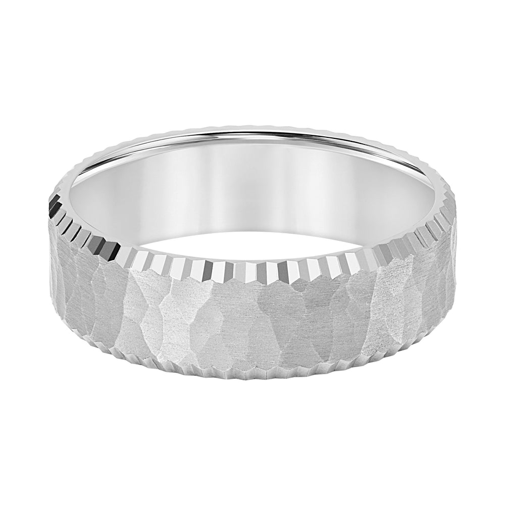 7MM Band with Hammered Finish and Serrated Edge