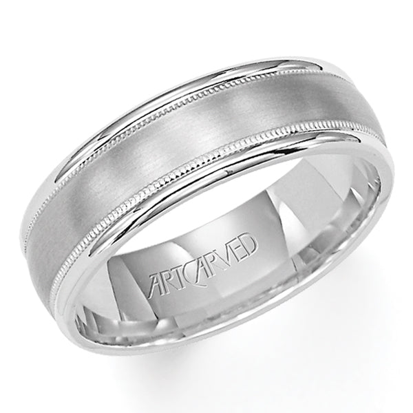 11-WV5010Y8-G.00 - Goldman - Comfort Fit wedding band with brushed finish, milgrain and rolled edges