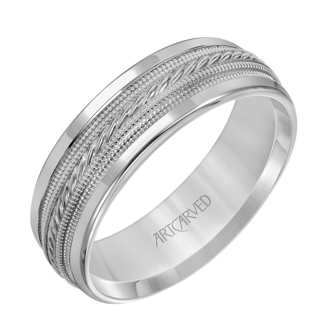 11-WV5031W-G.00 - Goldman - 7MM Wedding band with detailed engraved inlay