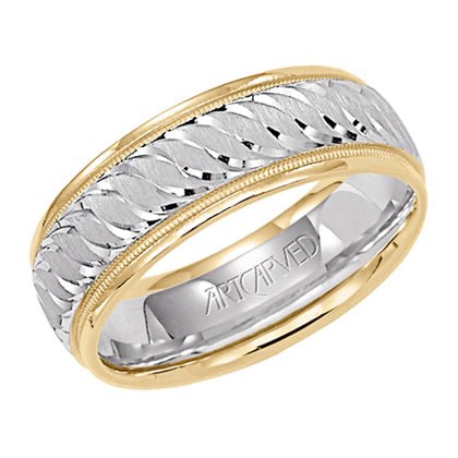11-WV5568-G.00 - Goldman - Comfort Fit wedding band with engraved design, milgrain and rolled edges