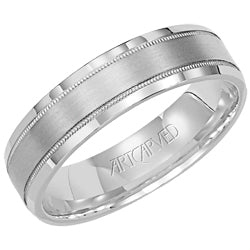 11-WV591W75-G.00 - ARTCARVED - Comfort Fit, classic wedding band with milgrain, brushed finish and flat edges
