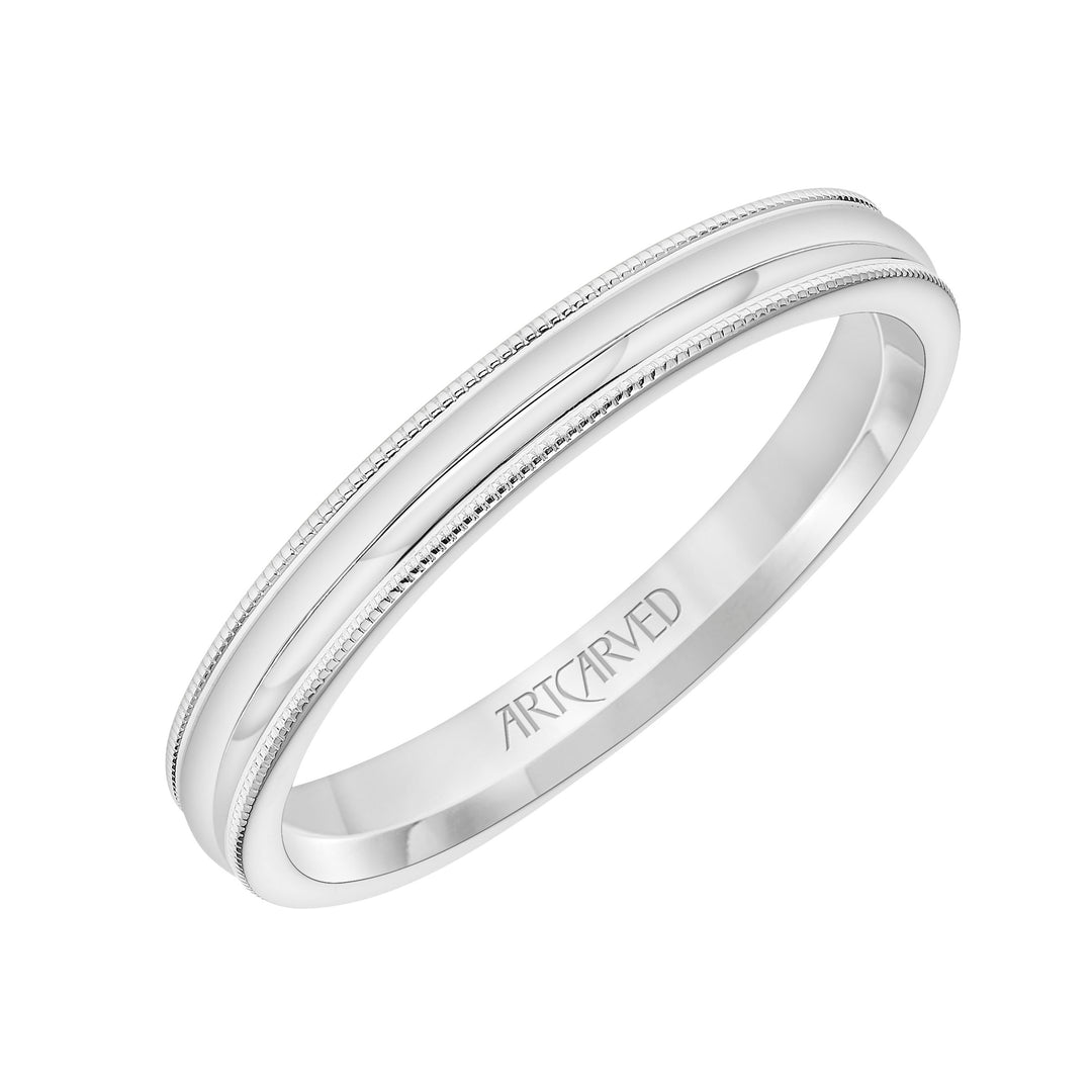 11-WV8897W3-G.00 - Goldman - 3MM Carved Low Dome Band with Milgrain Edge
