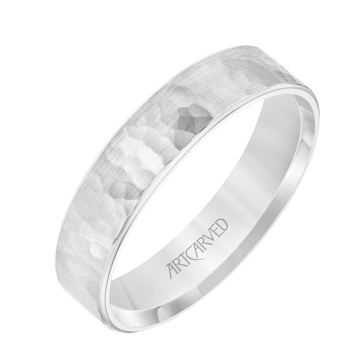 Flat Steel Edge Carved Wedding Band