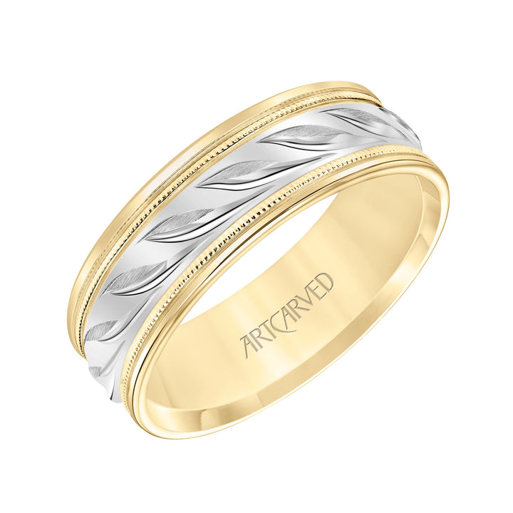 Low Dome Round Edge Carved Wedding Band