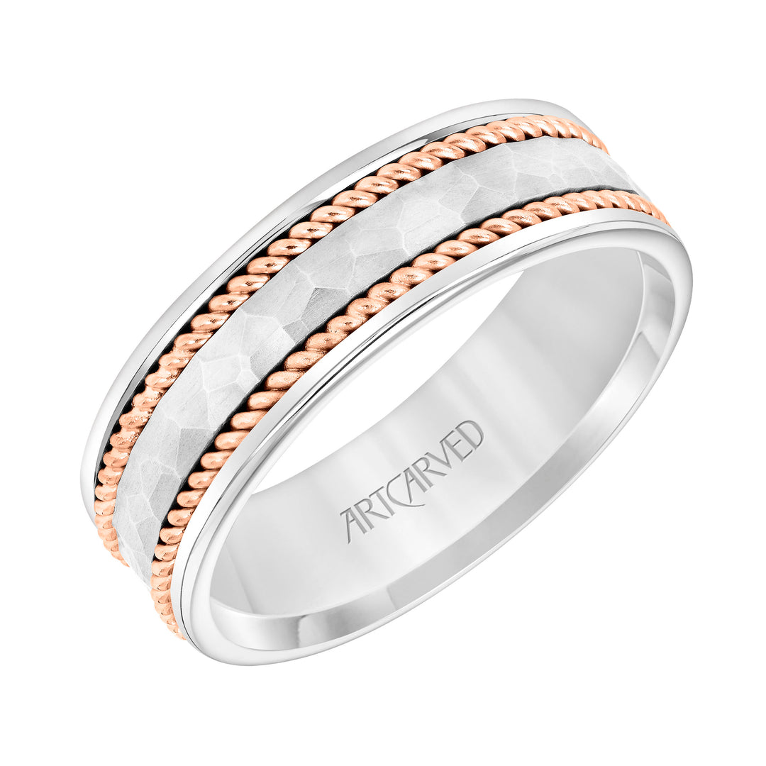 Flat Rope Edge Carved Wedding Band