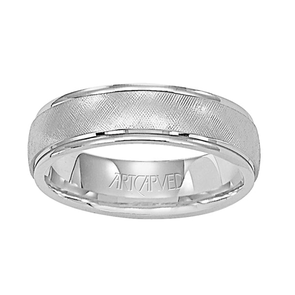 11-WV3900W-G.00 - Goldman - Comfort Fit, engraved wedding band with textured design, and rolled edges