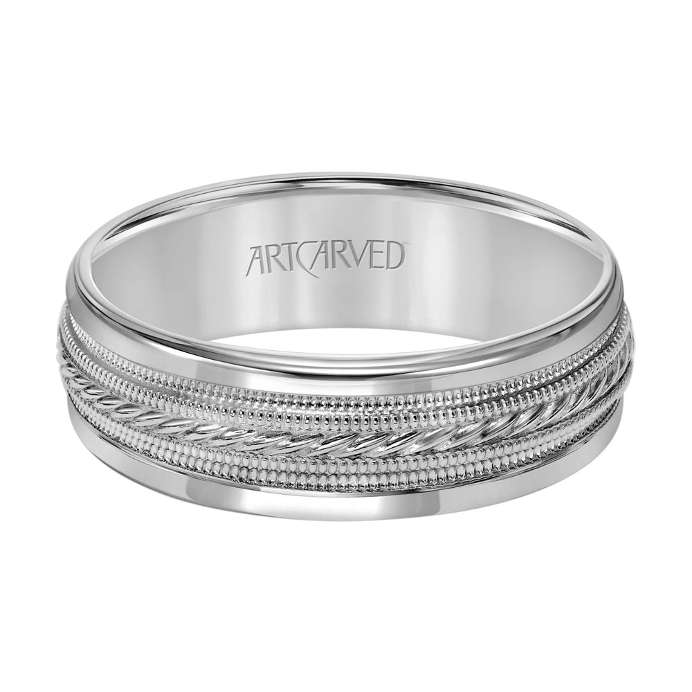 11-WV5031-G - ARTCARVED - 7MM Wedding band with detailed engraved inlay