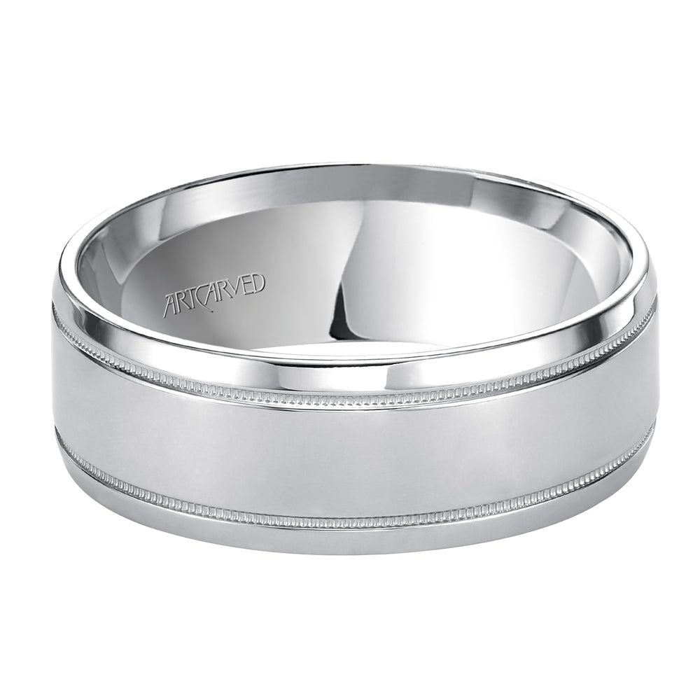 Comfort Fit, classic wedding band with milgrain, bright finish and rolled edges
