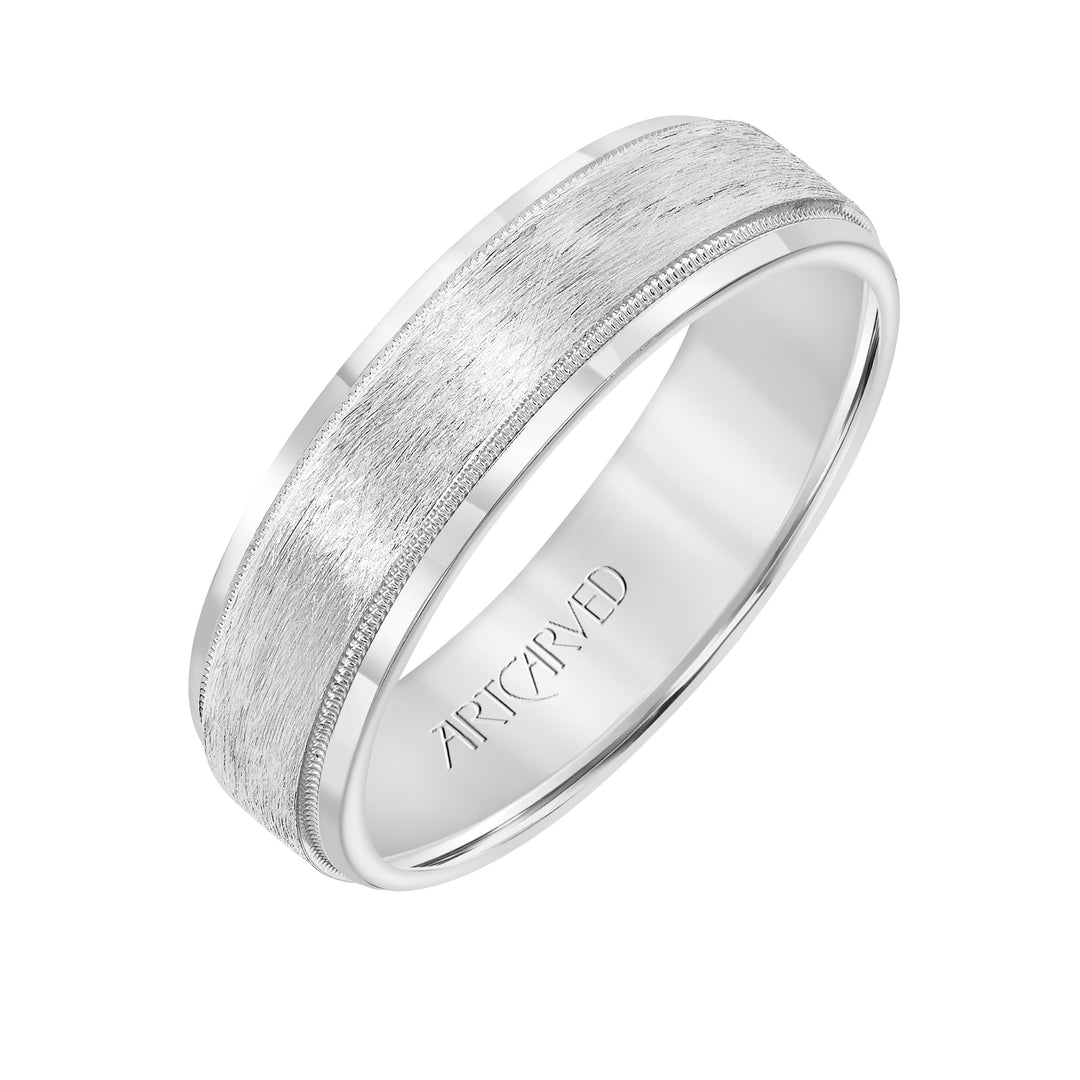 Comfort Fit wedding band with Wire finish, milgrain and rolled edges