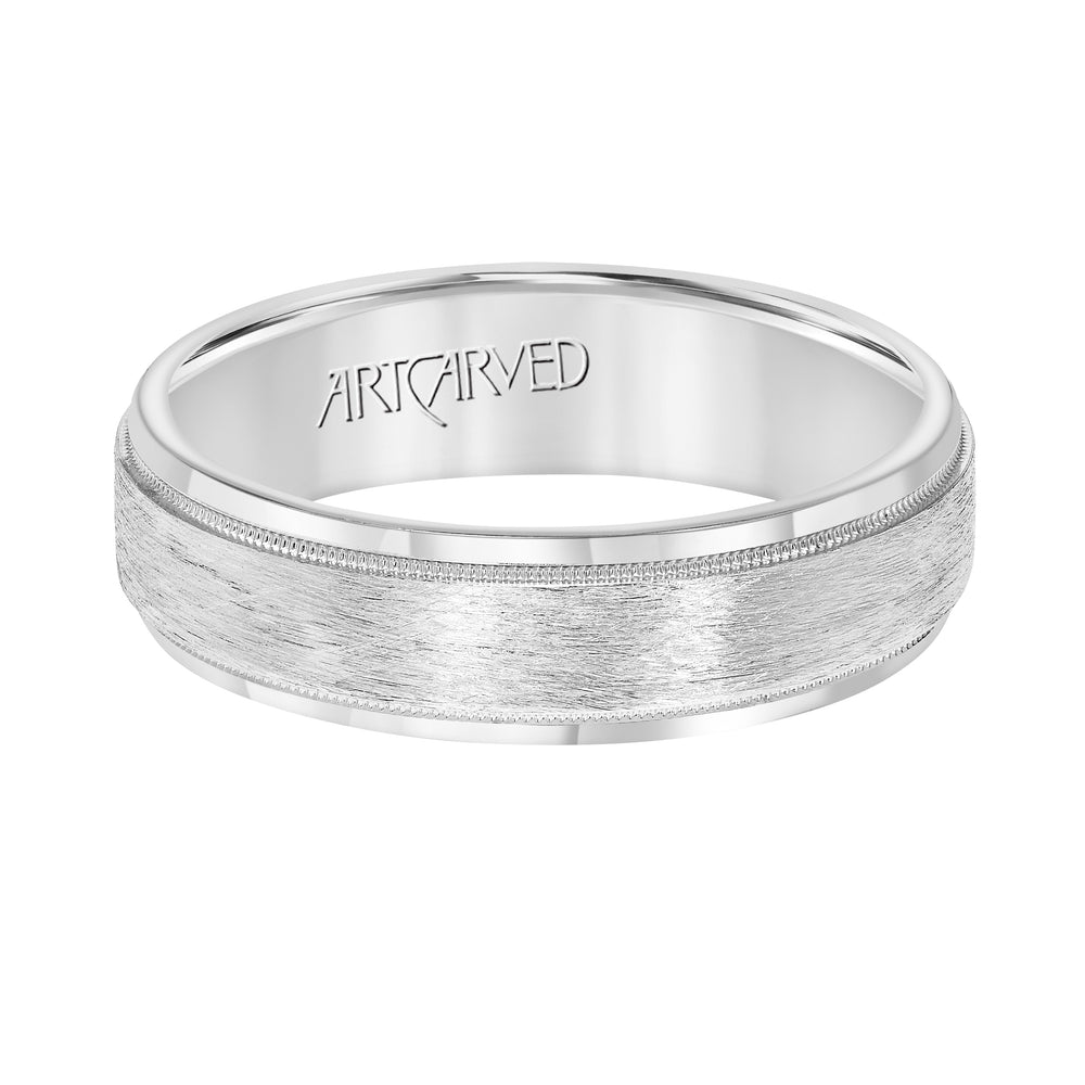 Comfort Fit wedding band with Wire finish, milgrain and rolled edges