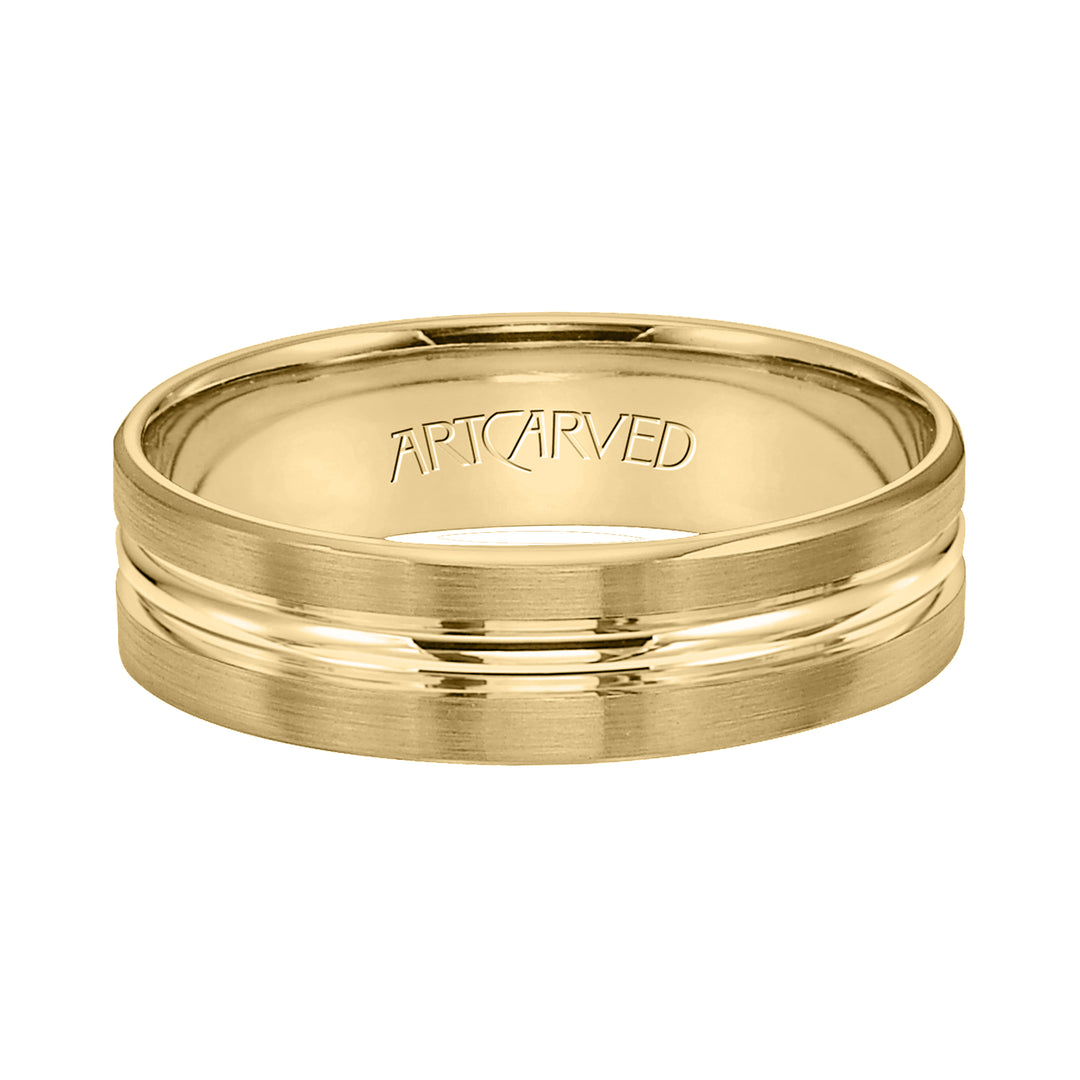 11-WV7393-G - ARTCARVED - Comfort Fit, concave wedding band with satin and bright finishes and beveled edges