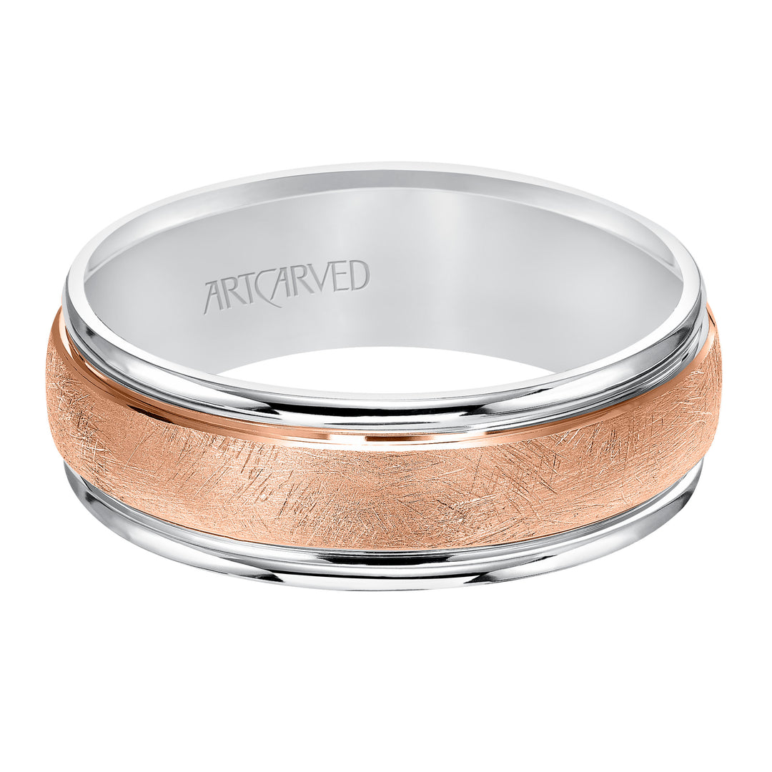 Domed Crystalline finished flat edges Comfort Fit wedding band