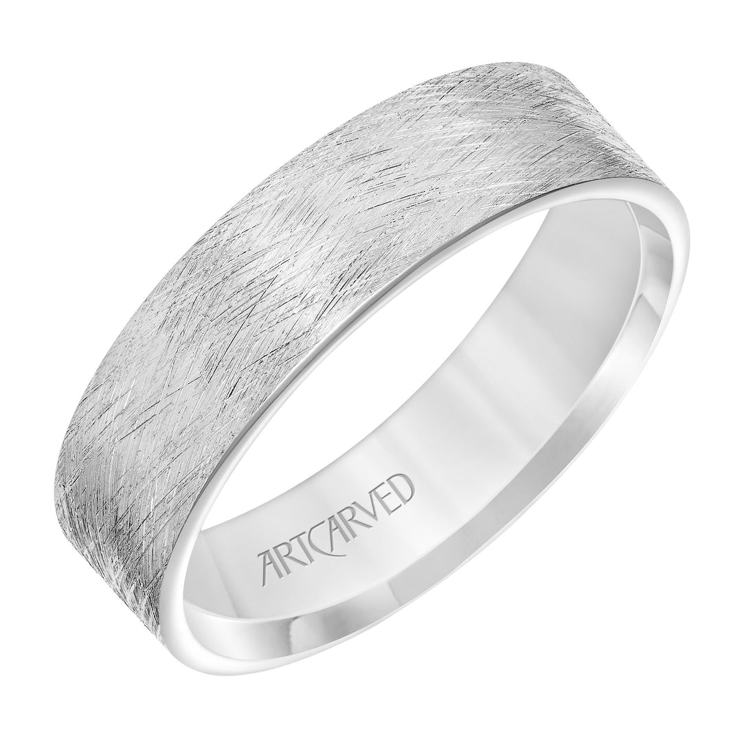 11-WV8889-G - ARTCARVED - Flat Roll Edge Carved Wedding Band