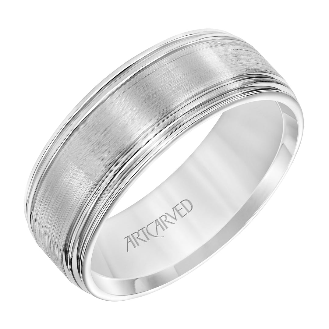11-WV8890-G - ARTCARVED - Flat Round Edge Carved Wedding Band