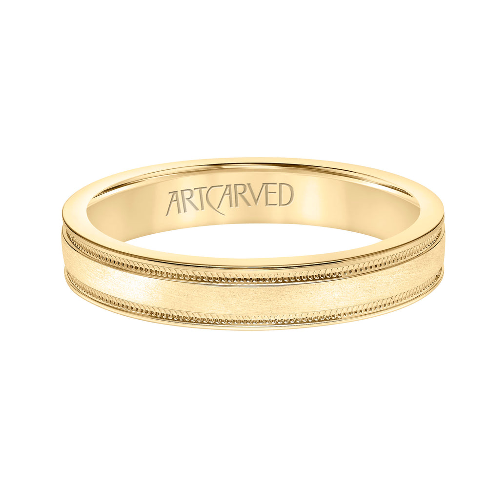 4MM Flat Edge Engraved Band with Milgrain