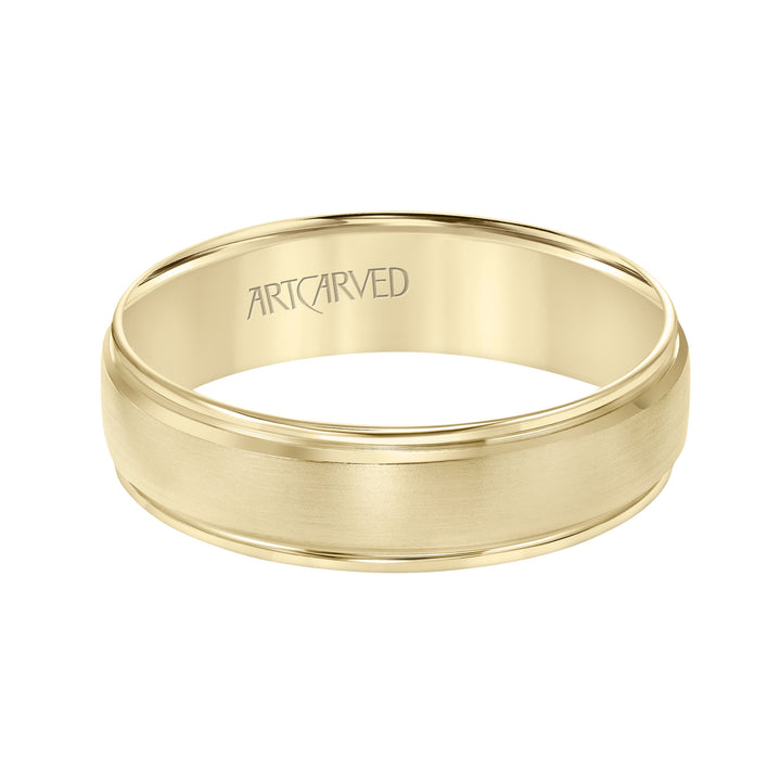 Low Dome Round Edge Carved Wedding Band