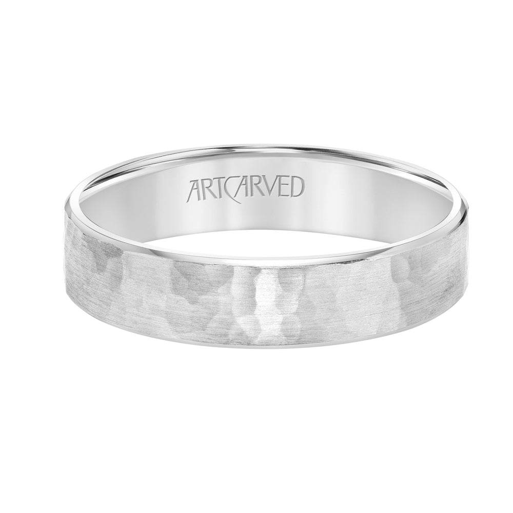 Flat Steel Edge Carved Wedding Band
