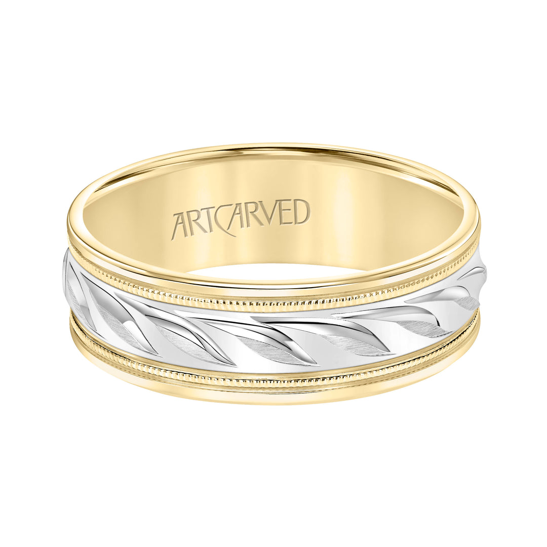 11-WV9064-G - ARTCARVED - Low Dome Round Edge Carved Wedding Band