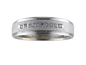 Comfort Fit, diamond wedding band with vertical brushed finish and bright, rolled edges