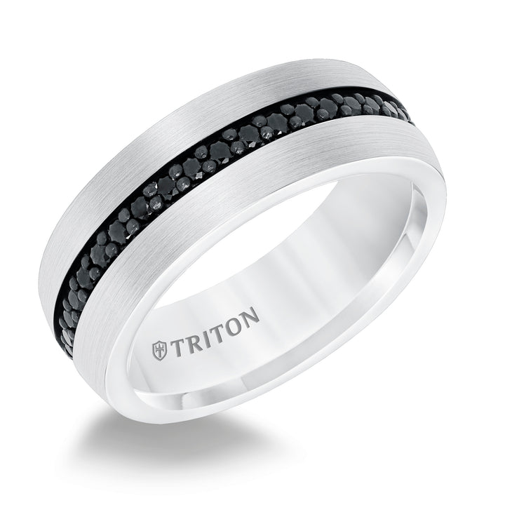 8MM Comfort Fit Brown Tungsten All Around Black Sapphire Band