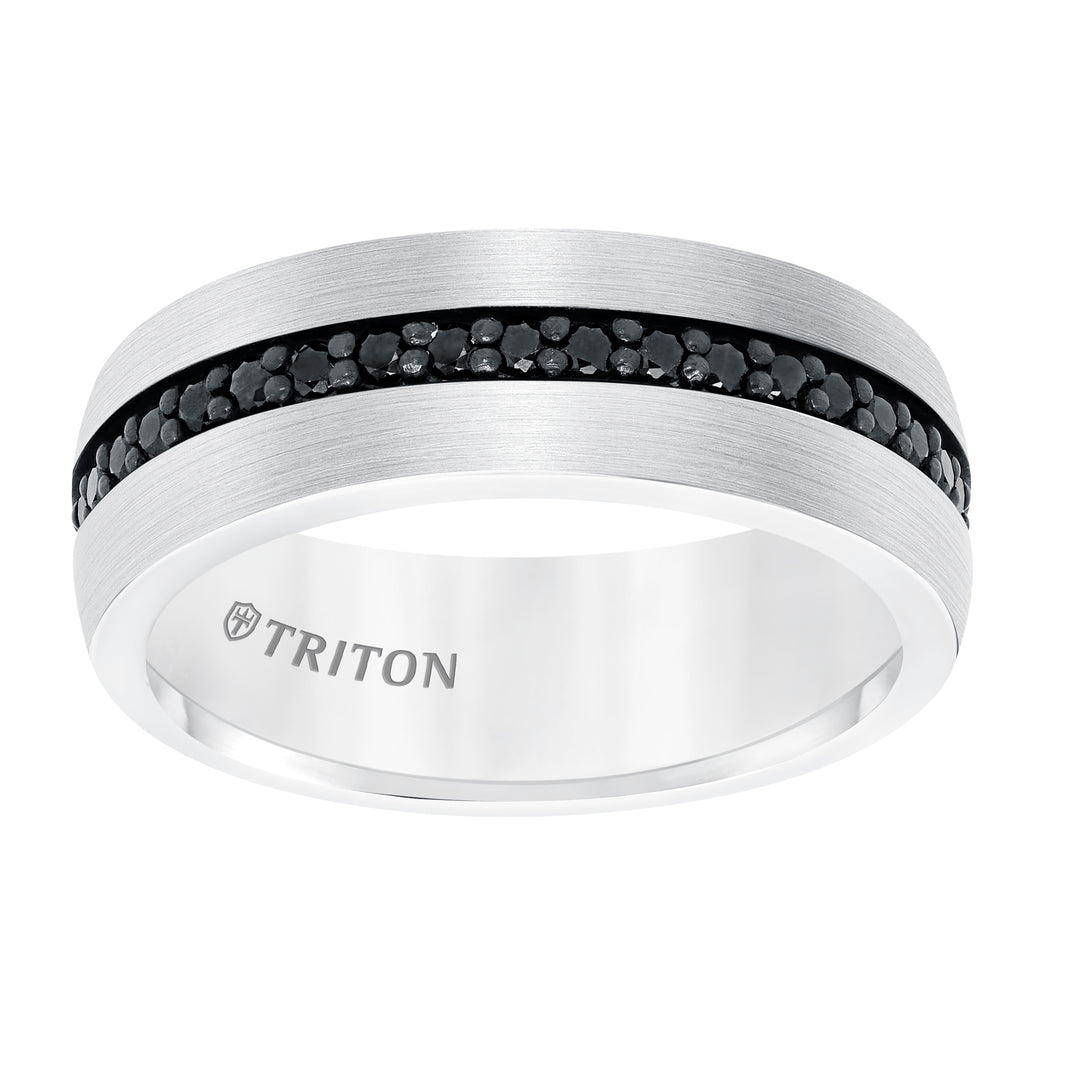 8MM Comfort Fit Black Tungsten All Around Black Sapphire Band