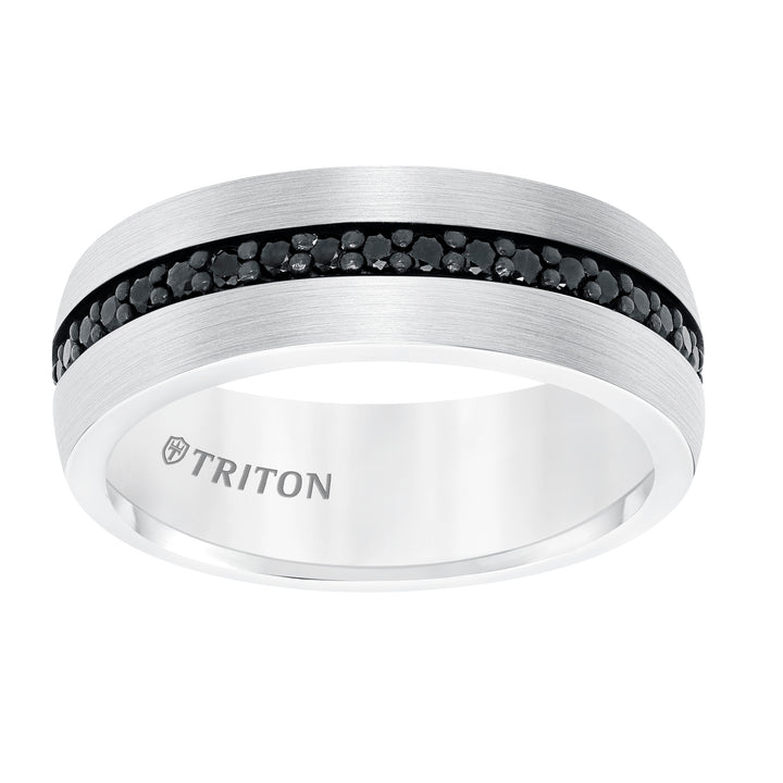 8MM Comfort Fit Black Tungsten All Around Black Sapphire Band