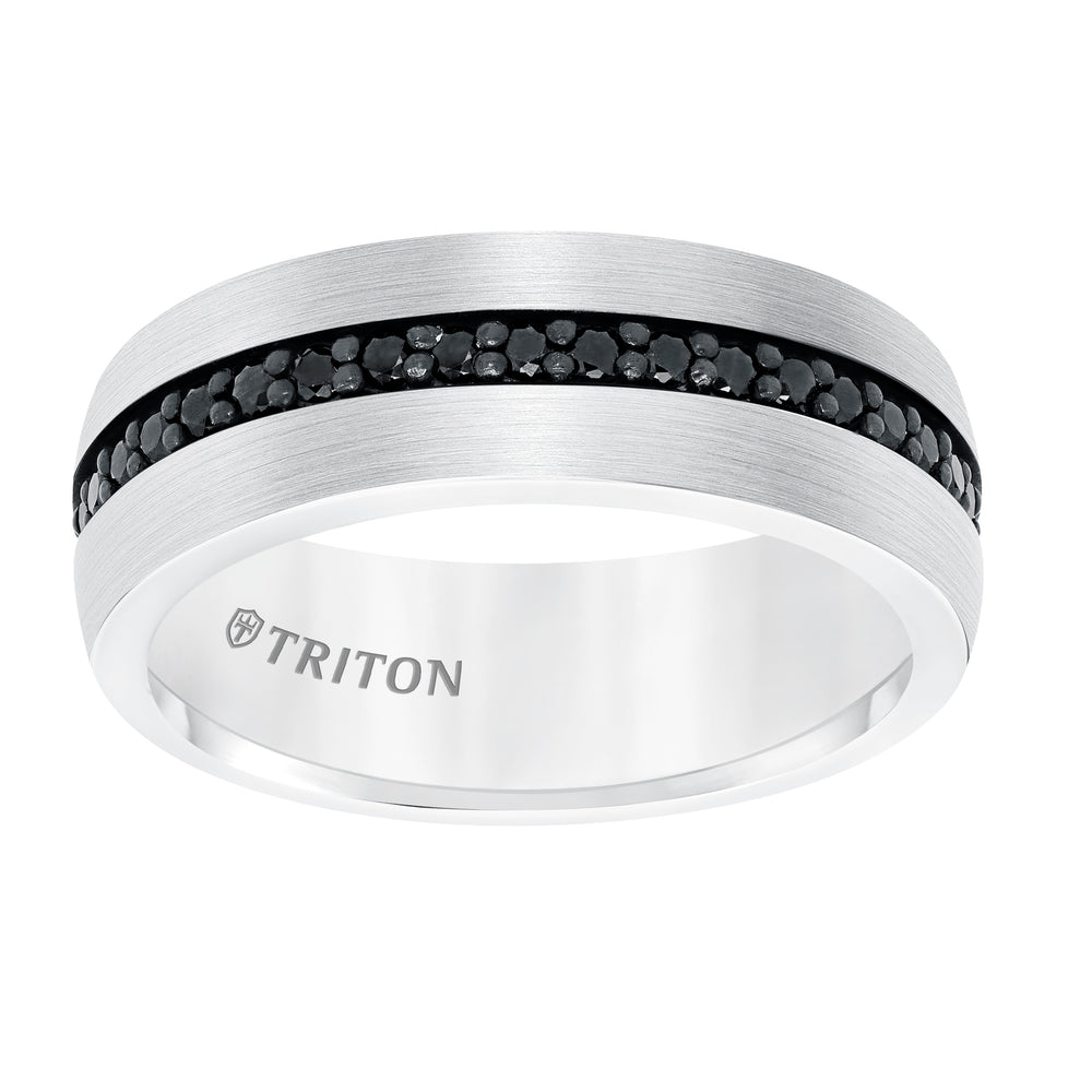 8MM Comfort Fit Brown Tungsten All Around Black Sapphire Band