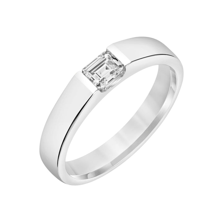 3.8mm Mens Modern Polished Band with East-West Emerald Lab-Grown Diamond