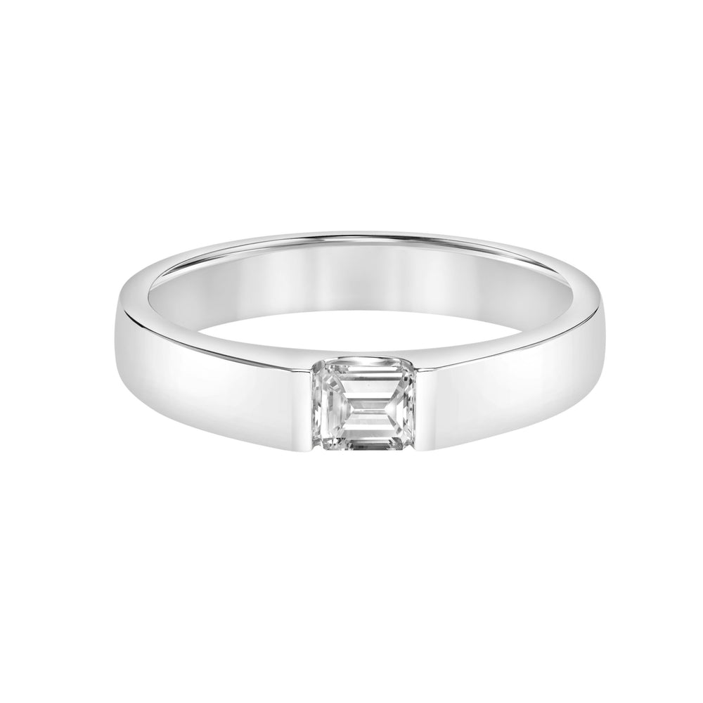 3.8mm Mens Modern Polished Band with East-West Emerald Lab-Grown Diamond