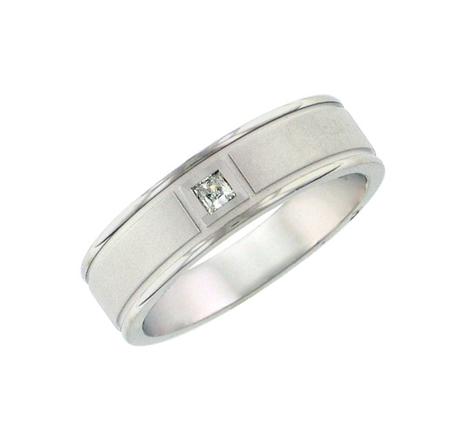 22-V5011-G - ARTCARVED - Comfort Fit, diamond wedding band with textured finish and rolled edges