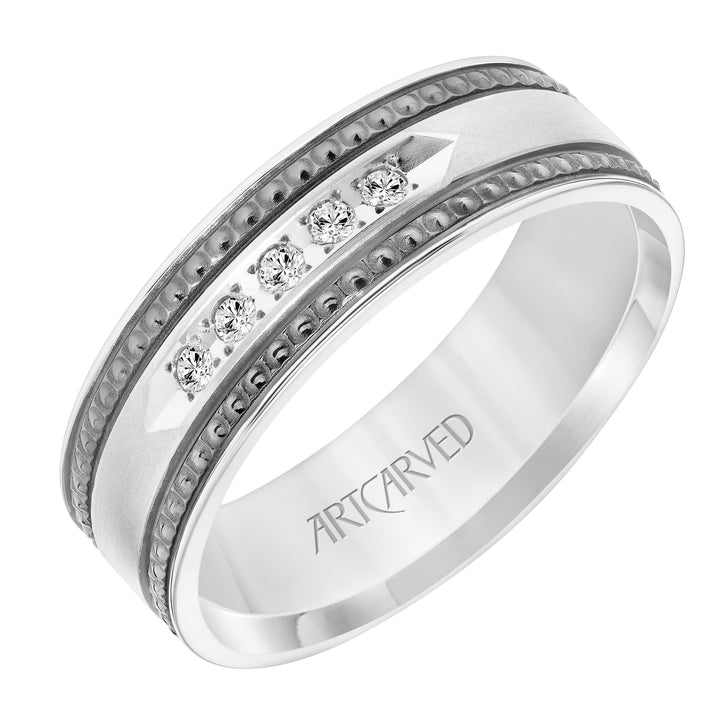 Flat Round Edge Diamond Wedding Band