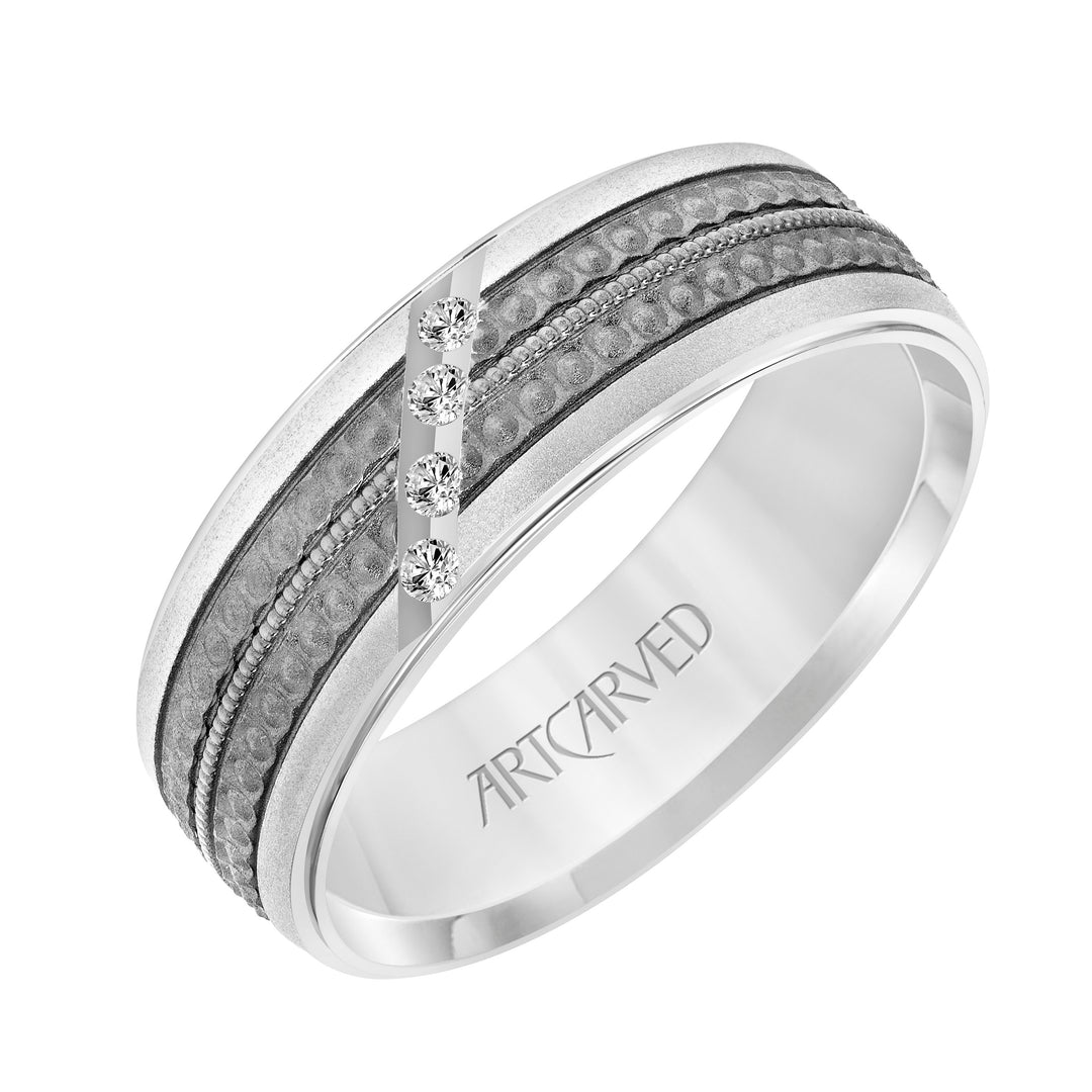Low Dome Flat Edge Diamond Wedding Band