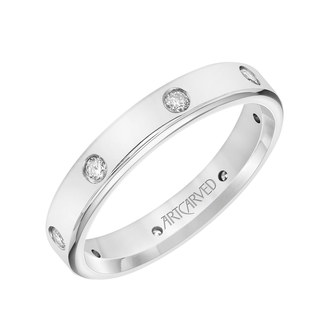 4MM Flat Profile Band with 8 Diamond Accents