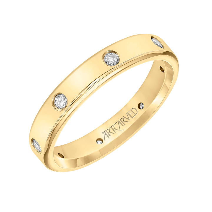 22-V8898Y4-G.00 - ARTCARVED - 4MM Flat Profile Band with 8 Diamond Accents
