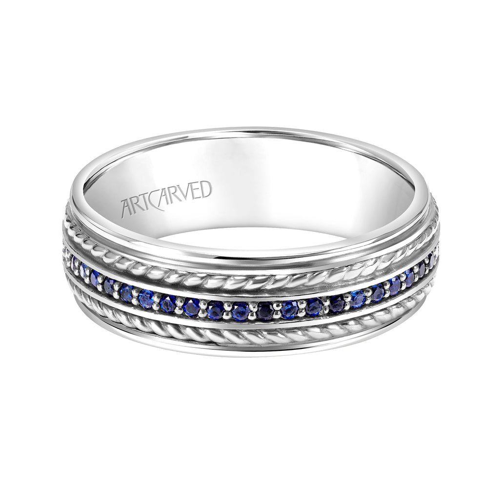 22-V8730S-G - ARTCARVED - Low Dome Round Edge Carved Wedding Band
