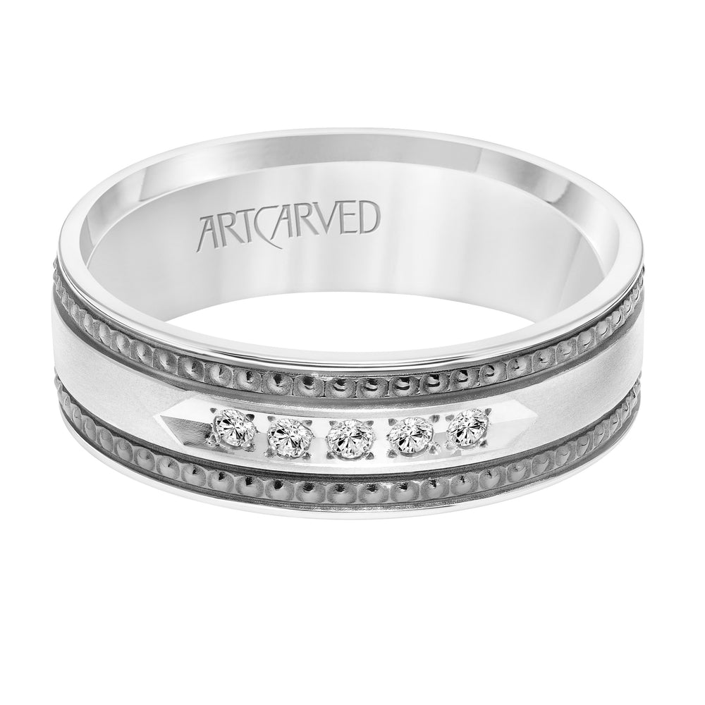 22-V8847-G - ARTCARVED - Flat Round Edge Diamond Wedding Band