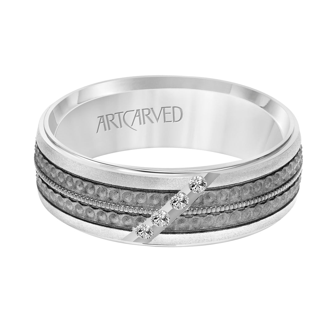 22-V8881W7-G.00 - ARTCARVED - Low Dome Flat Edge Diamond Wedding Band
