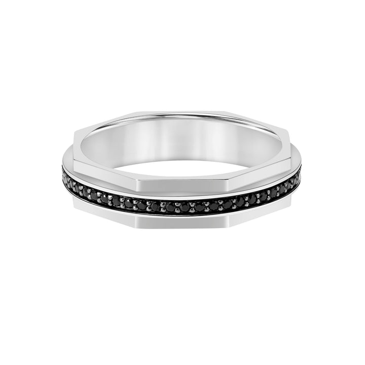 4.5mm Faceted Black Diamond Eternity Band