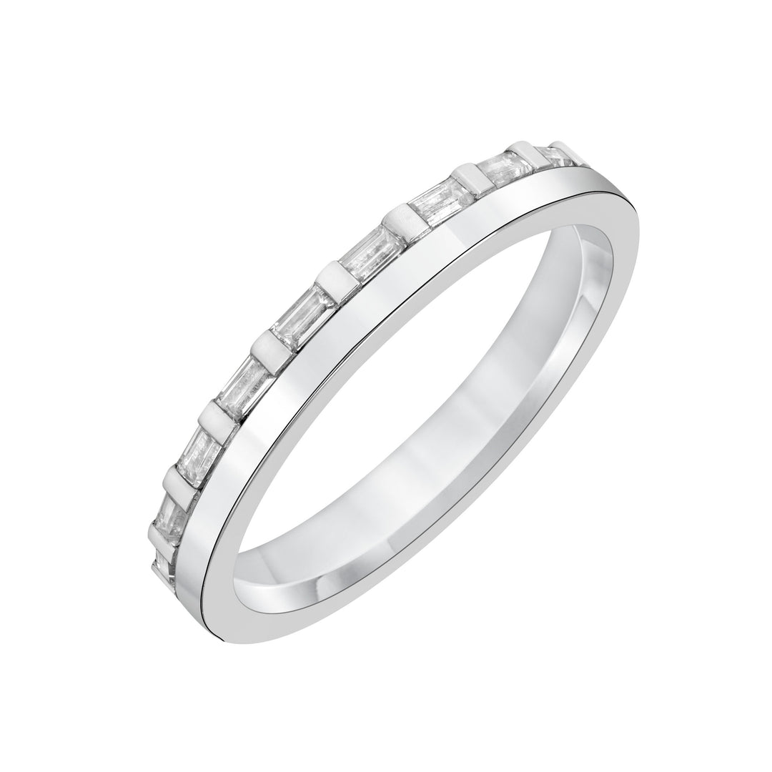 3mm Half Polished Half Baguette Diamond Eternity Band