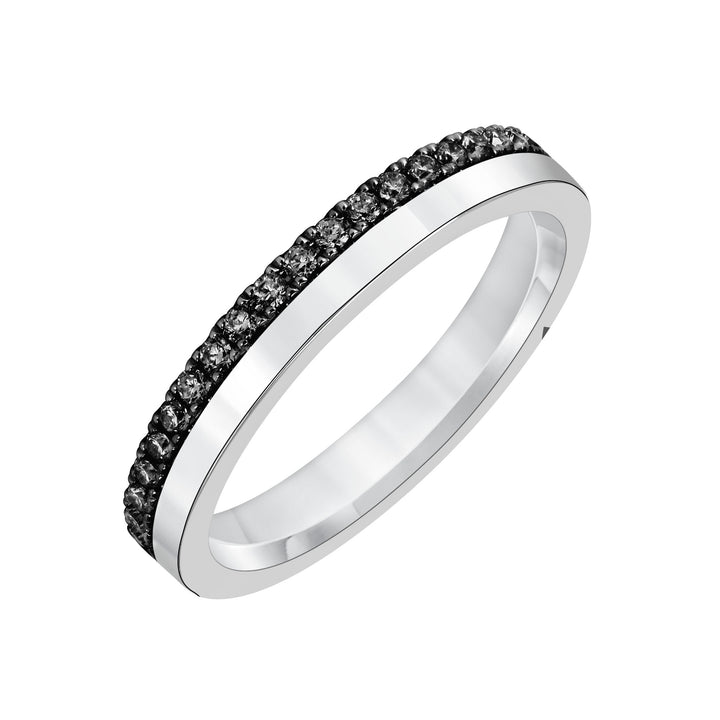 3.2mm Half Polished Half Black Diamond Eternity Band