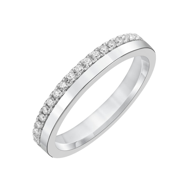 3.2mm Half Polished Half  Diamond Eternity Band