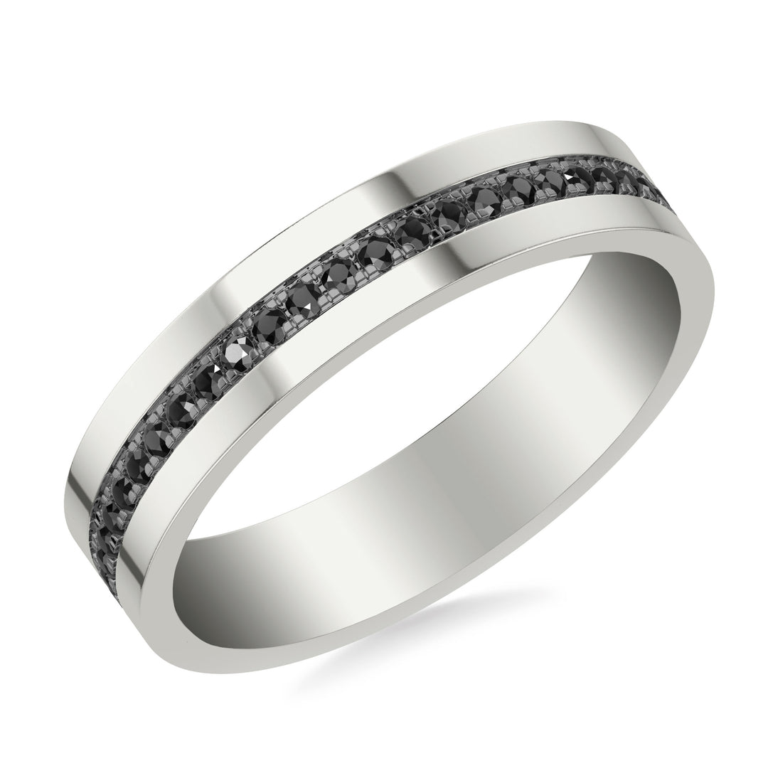 24-9464BW100-G.00 - Goldman - 5mm Band with Center Row of  Black Diamonds