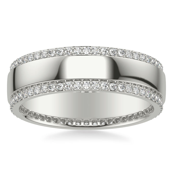 7mm Eternity Band with Two Diamond Rows
