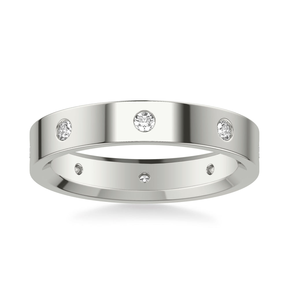 Flat Steel Edge Diamond Wedding Band